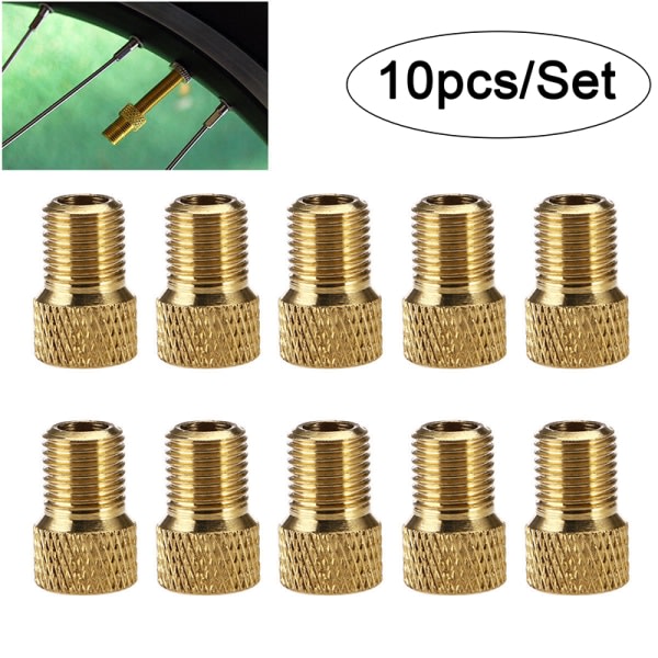 IC 10 stk ventiladapterpumpe Konverter Presta til Schrader kobberventil 10 stk