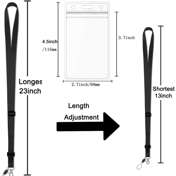 6-packslinor Justerbar förlängd längd Svart linband med IC