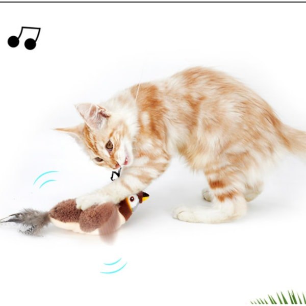 IC Interactive Mobile Sparrow | Elektrisk kattleksak med kattmynta | 23*183*12CM/Kattleksak/Katt/Katt tvättbar plyschleksak med kudde Mint + USB kabel