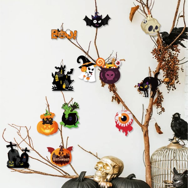 IC 12 kpl Halloween-juhlatavarat Ripustettava Kurpitsa Kallo Haamu Talo Ripustettavat Merkit