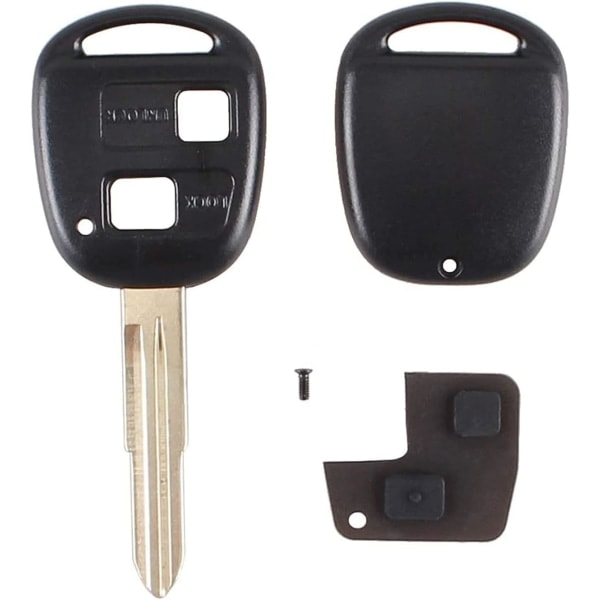 IC 2-knappars fjärrnyckelskal med gummikudde för Yaris/Up Tarago/Ehco/Avensis/Corolla/RAV4/Prado