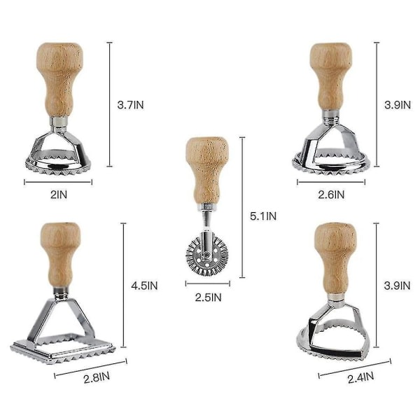 IC Ravioli stämpelmaskin med set, med trä och räfflad kant