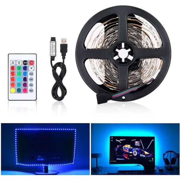 USB LED-lysstripe, 5050 RGB 12V DC, LED-stripe Dekorativ LED-stripe innendørs (5m 150 LED)