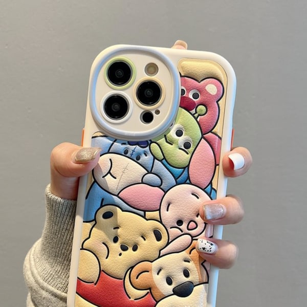 IC Kompatibelt med iPhone 12 Pro Søtt Etui, Kawaii Telefon Etui TPU Lær Telefon Zoo Preget Tegneserie Etui for iPhone 12 Pro