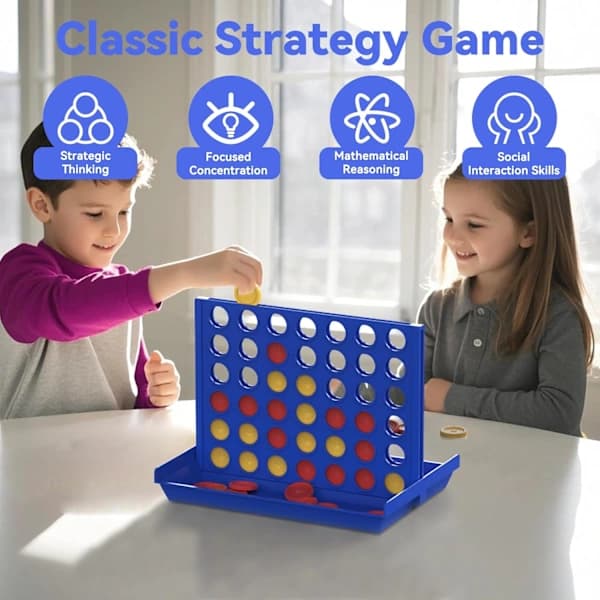 Four in a Row Game, Montessori Toy for Kids, Multiplayer Board Game (Small Size)