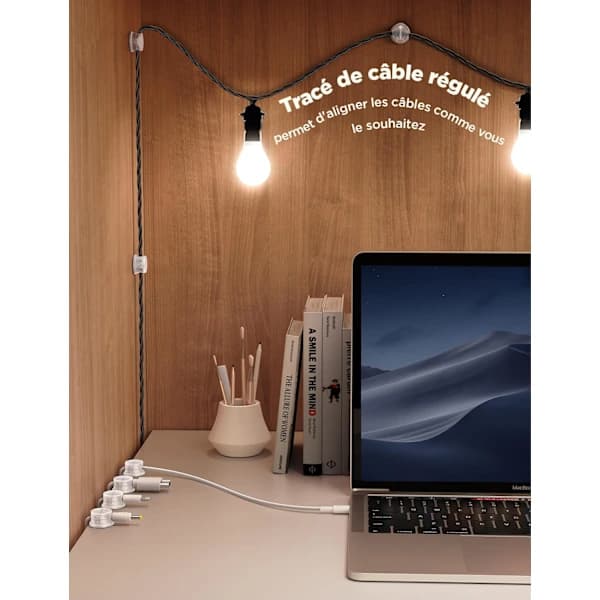 Magnetic Self-Adhesive Cable Clips, Cable Organizer for Desk, Nightstand, Charging Cables