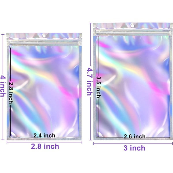 IC 200 ST Lukttette gjenlukkbare poser Folie Mylar Ziplock-poser 7x10cm/7.5x12cm