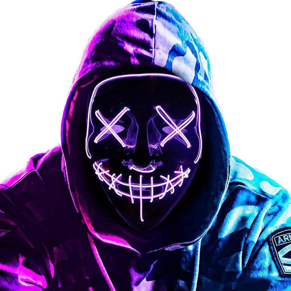 IC Halloween-maske, glødende LED-maske til kostumer, rollespil, festivaler og fester