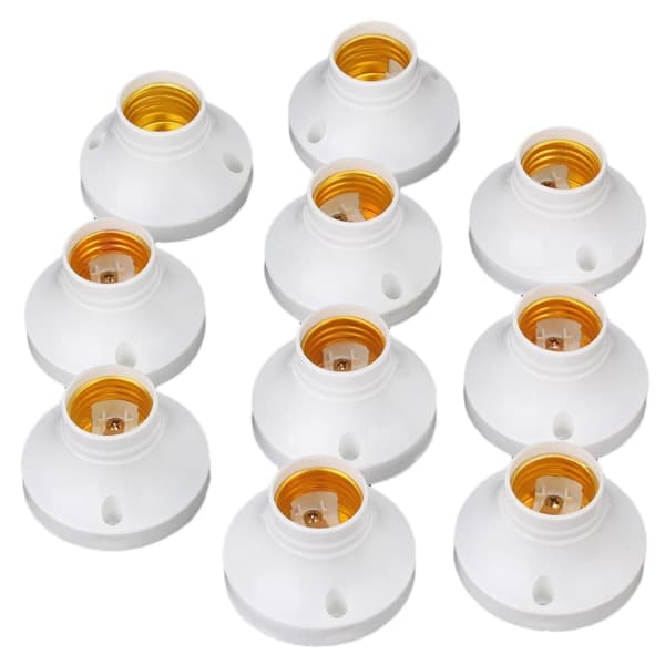 IC 40-pakke E27 rund plastsokkelholder Base for E27 spiralpærer AC 220v
