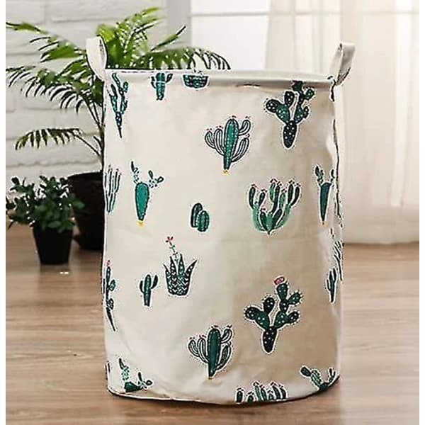 Large Green Laundry Basket with Cactus Pattern, Storage Basket, Kids Room, Home Organizer, Nursery