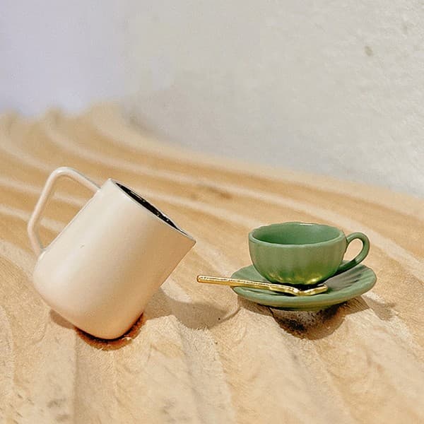 IC 1:12 Dockhus Kaffekopp Dockhus Mini Vattenkokare Modell Dockhus Aprikos
