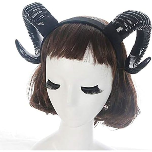 Black Antlers Fårhorn Gotisk Steampunk Devil Demon Horns Pannband til Halloween Kostym Fotorekvisita