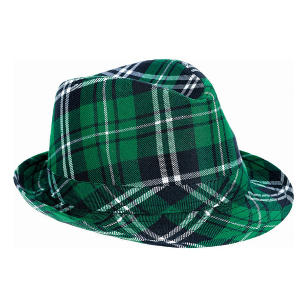 IG St Patrick's Day Grön pläd hatt og fluga Irish Party cap