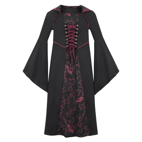 Barns Flickor Prestanda Vampyr Halloween Häxdräkt vinröd 150cm
