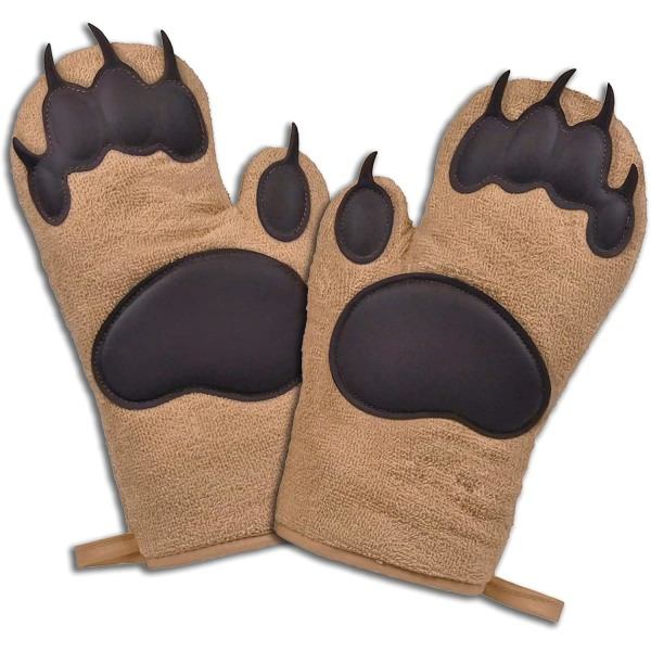 IC Ugnsvantar Söta Björn Ugnsvantar, Köksvantar Värmebeständiga Flexibla Bomullsvante, 2-pack (Brun)