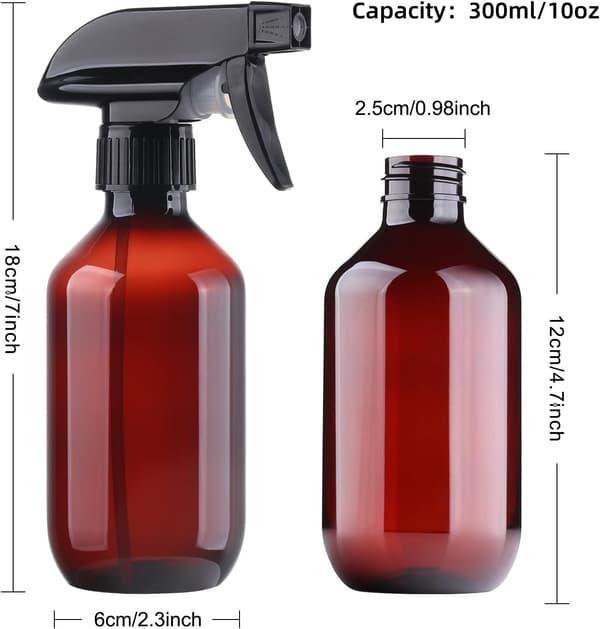 Sprayflaske 300ml BPA-fri - Justerbart Sprøjtehoved til Rengøring & Hår - Brun