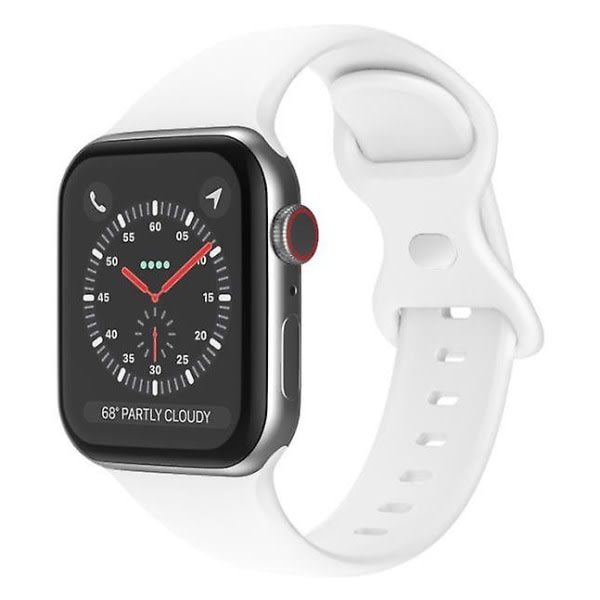 Apple Watch Band All Series, blød silikon sportrem hvid 42mm 44mm 45mm