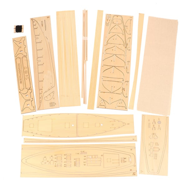 IC 1:87 Segling DIY Skip Monteringsmodell Klassisk Trebåt Deco