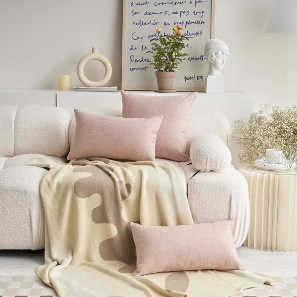 IC Rosa Dekorativa Kuddfodral 18x18 Set med 2 Slängkuddar för Soffa Vardagsrum Sovrum Spring, 18x18 tum, Rosa