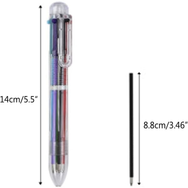 IC Flerfärgade Kulspetspennor, 8-pack 6-i-1 Infällbara