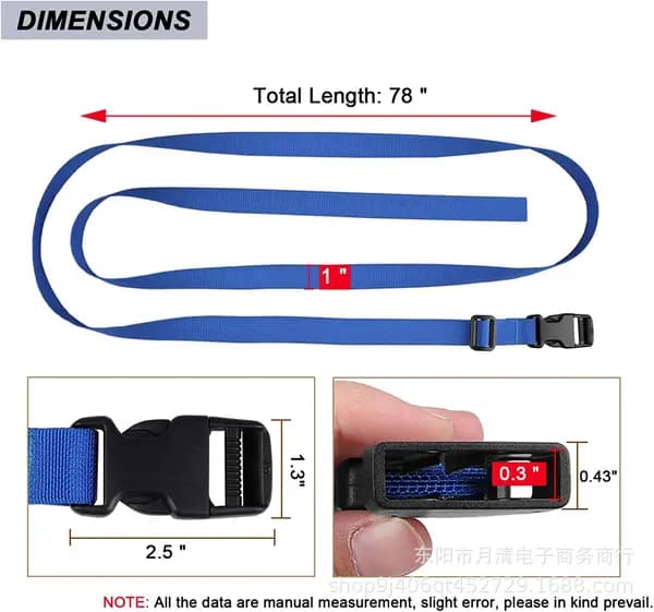 4-pack spännband med snabbspänne, hållbara nylonremmar för bagage, sovsäck, tält, friluftsutrustning, khaki red 2.5cm*150cm