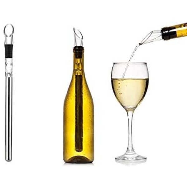 Vinkøler, 3-i-1 vinflaskekøler i rustfrit stål - Rapid Iceless Wine Chilling Rod-C