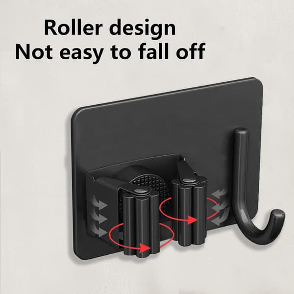 Mop Holder - with - 6 - Pieces - Self-Adhesive - Wall Mounted - Mop - Wall Mount - Broom - Mop Hook - Easy - Installation