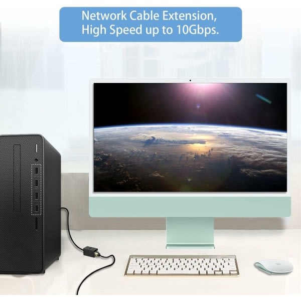 IC 2PCS Rj45-kontakt, Ethernet-adapter, Ethernet-kabelförlängare hona till hona-adapter, svart