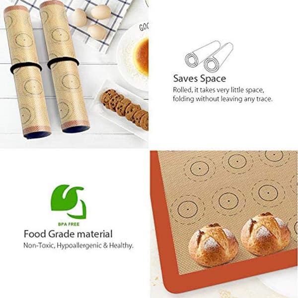 2 Pieces - 5 cm - Red - Silicone Mat - Macarons - Stick - Silicone Sheets - Bread - Reusable - Easy