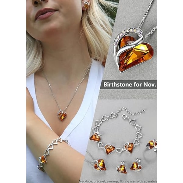 IC Halsband for kvinder, Infinity Love Heart hängsmycke med födelsestenskristaller, Smyckespresenter till frun, Silverpläterad 18 + 10 tums kedja