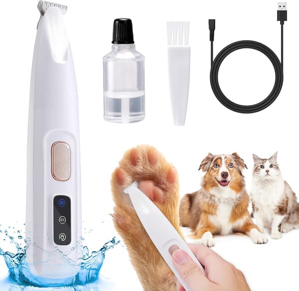 Hundefrisør, dyrehårstrimmer, lydløs med LED