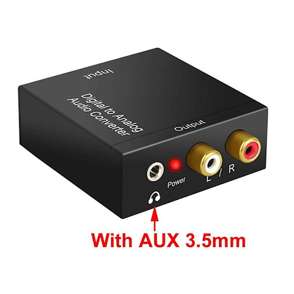 1. Optinen Koaksiaalinen Toslink Digitaalinen Analogiamuuntaja RCA L/R S Musta 1kpl