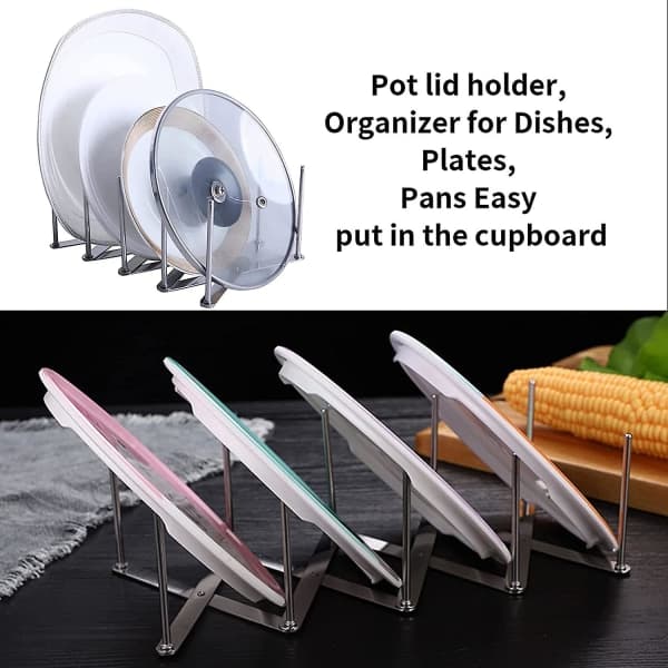 Grydelockholder, 2 stk Multifunktionsholdere i Rustfrit Stål Køkkenredskabs Organizer