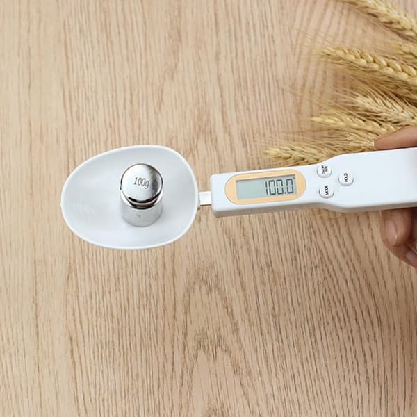 2-pack digitala mätskedar med LCD-display, 500g/0,1g köksvågssked för matlagning, bakning och portionskontroll, vit