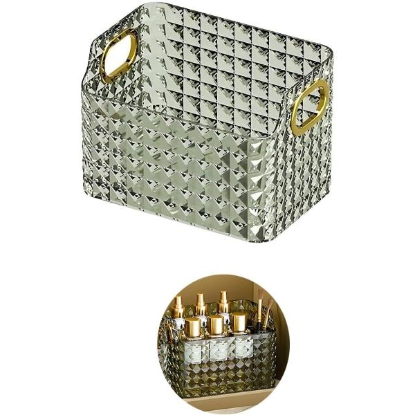 IC Kosmetisk Organizer, Transparent Diamant Krystal Kosmetisk Organizer, Organizer, Til skrivebordsdekoration, Skrivebordsopbevaringsbeholder (Grøn)
