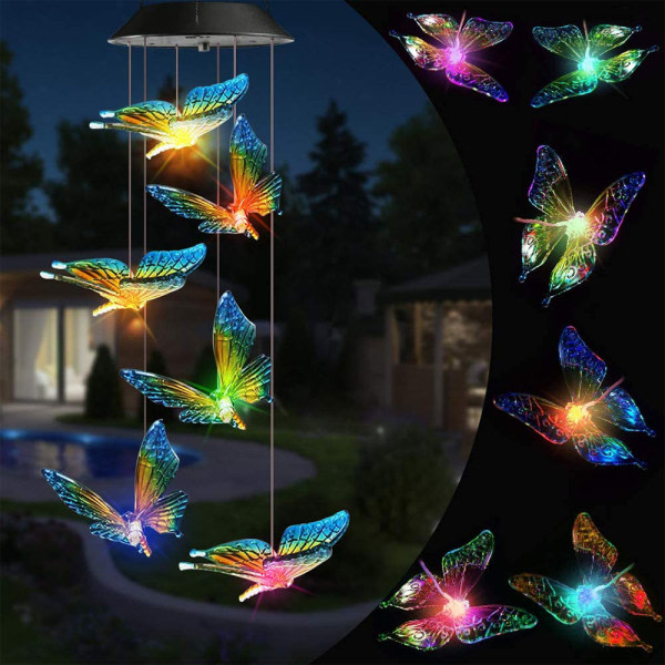 IC Färgskiftande vindspel fjäril, LED-dekorativ mobil, butterfly