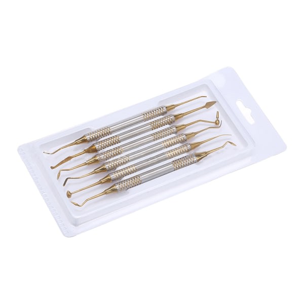 IC 6 stk Dental Composite Resin Fyllspatel Titanbelagt hode Gull