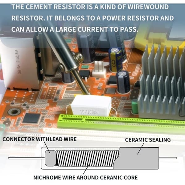 10 stk. 10W 5% Tolerance 100 ohm Keramisk Cementmodstand til DIY-projekter og eksperimenter