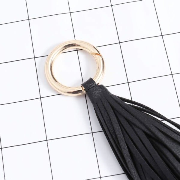 Läder tofs nyckelring-plånbok ornament tofs dekorasjon håndveska (1 ST, svart) IC