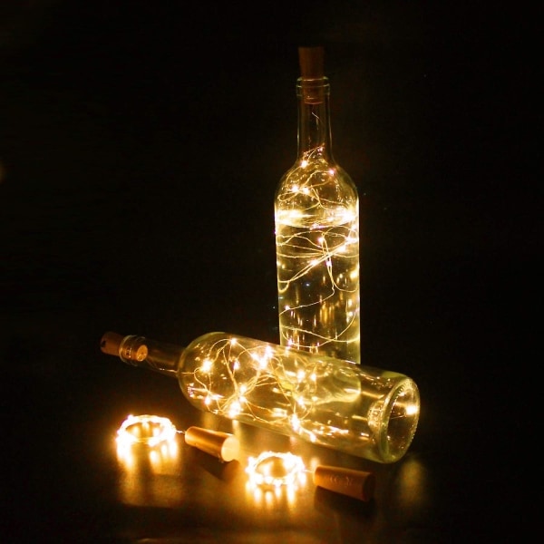 8-pakkivinflaskkorkkien jouluvalot, 15 LED-valoa, paristokäyttöiset tähtivalot DIY-jouluun, Halloweeniin, hääjuhliin, sisä- ja ulkokäyttöön (lämmin valkoinen)