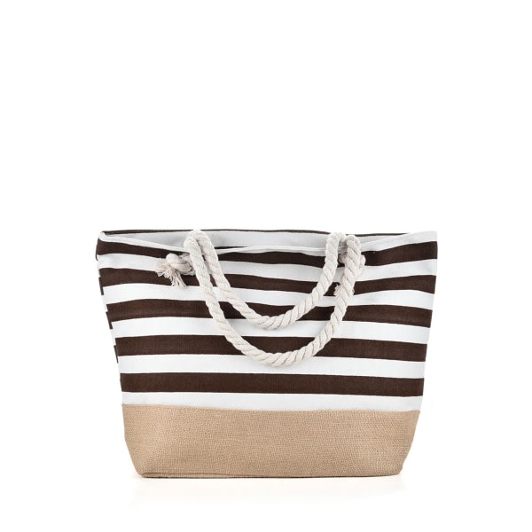 IC Stribet Strandtaske Dame Underarm Skuldertaske med Stor Kapacitet