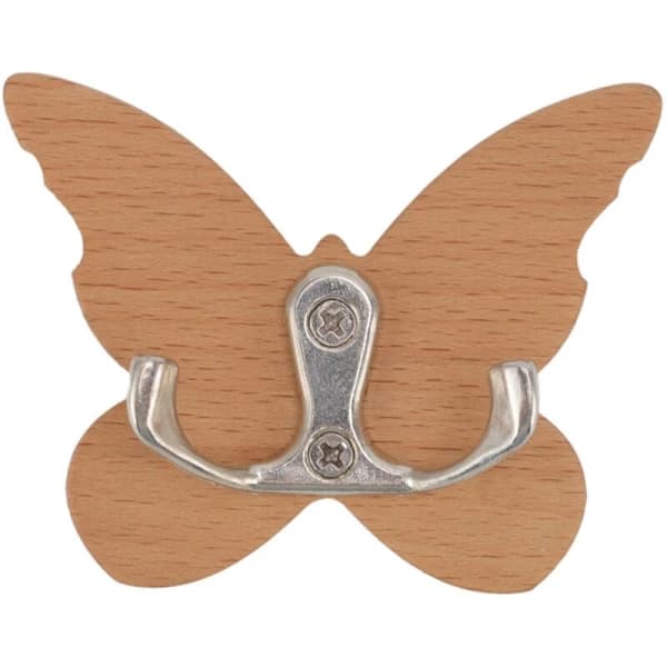 Wooden Hook for Wall, Butterfly Design, Wall Hanger for Jacket, Clothes, Hat, Towel...