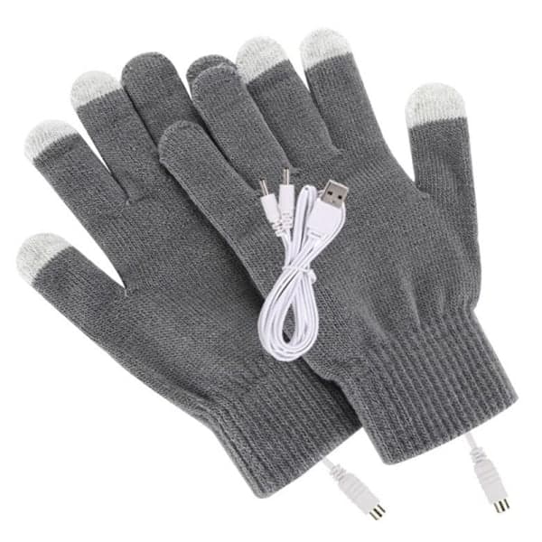 USB-oppvarmede hansker, varme med konstant temperatur, berøringshansker, grå