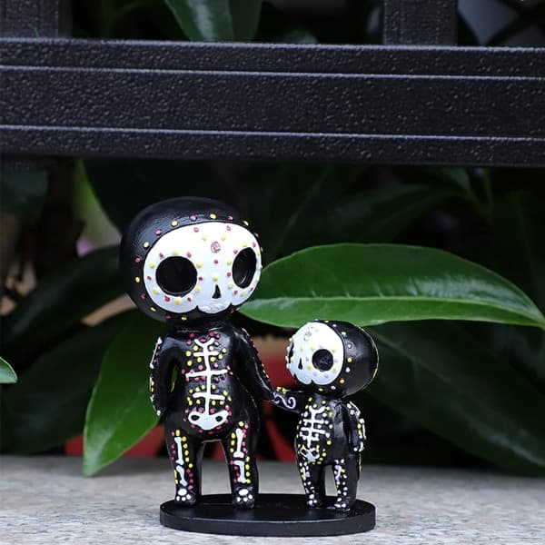 IC Sugar Skull Par Rose Figur Till Døden Harts Samleobjekt