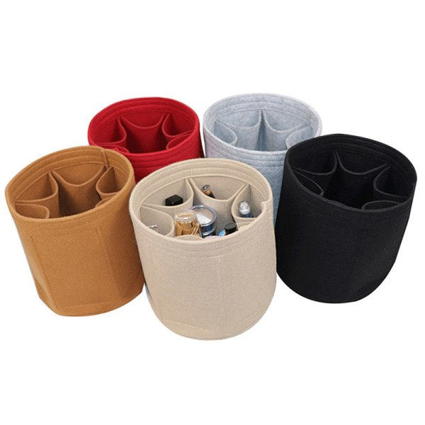 IC Kosmetisk väska Mode handväska Bucket Bag Filt liner handväska Handbag Brun
