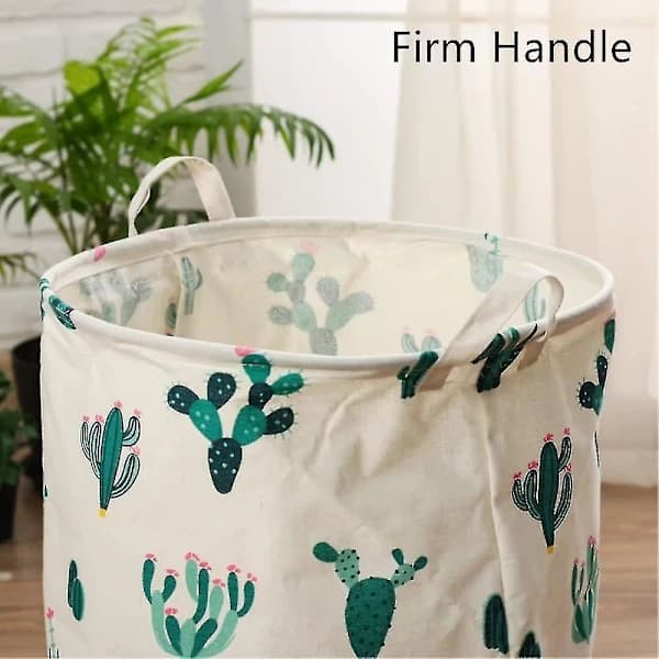Large Green Laundry Basket with Cactus Pattern, Storage Basket, Kids Room, Home Organizer, Nursery
