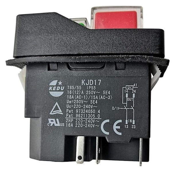 Elektromagnetiska strömbrytare Tryckknappsbrytare för trädgårdsredskap KJD17 220V 5 stift -Terminaler..DEBUNS