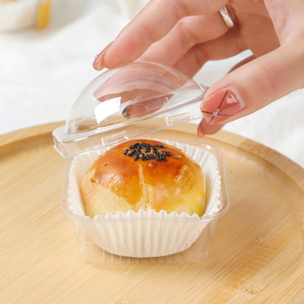 IC 50st Mini Dessert Tårtlåda Behållare Transparent Cupcake Pastr Black 2