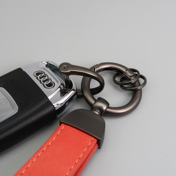 Nøglering i læder med anti-tab hardware blå