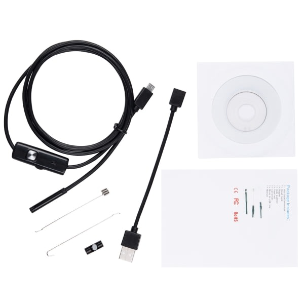 IC USB mobiltelefon endoskop inspektion flexibel kabel vattentät 5m